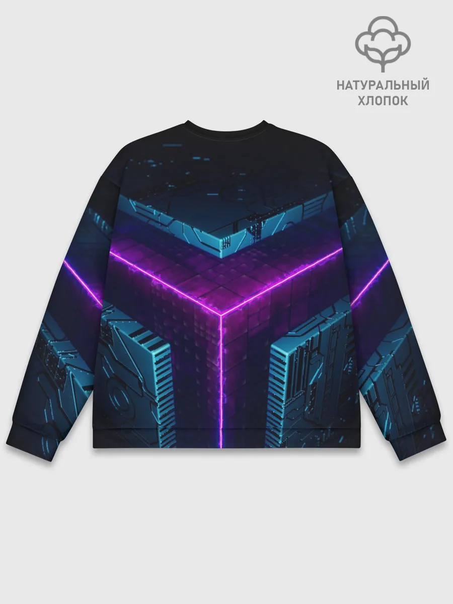 Мужской свитшот базовый / Неоновые грани 3D