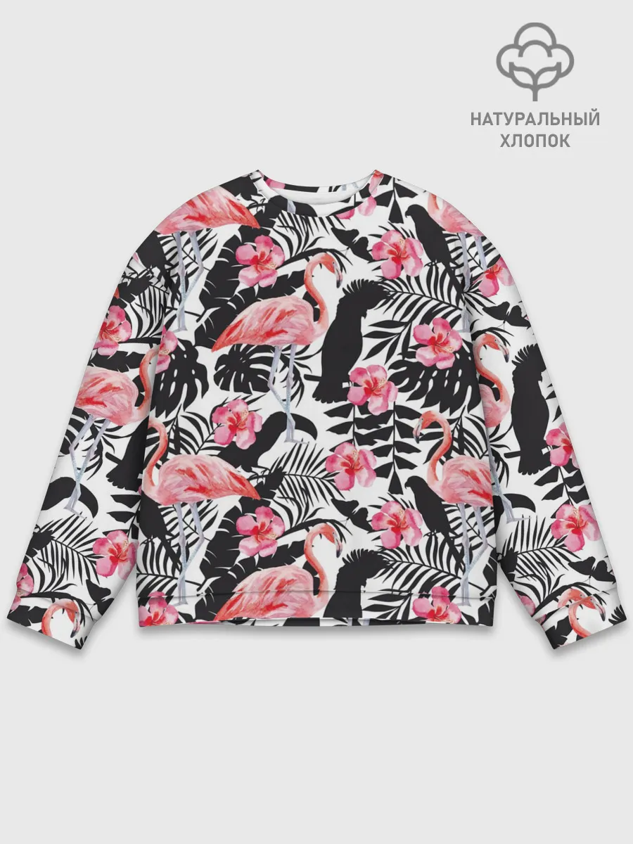 Мужской свитшот базовый / фламинго и попугаи