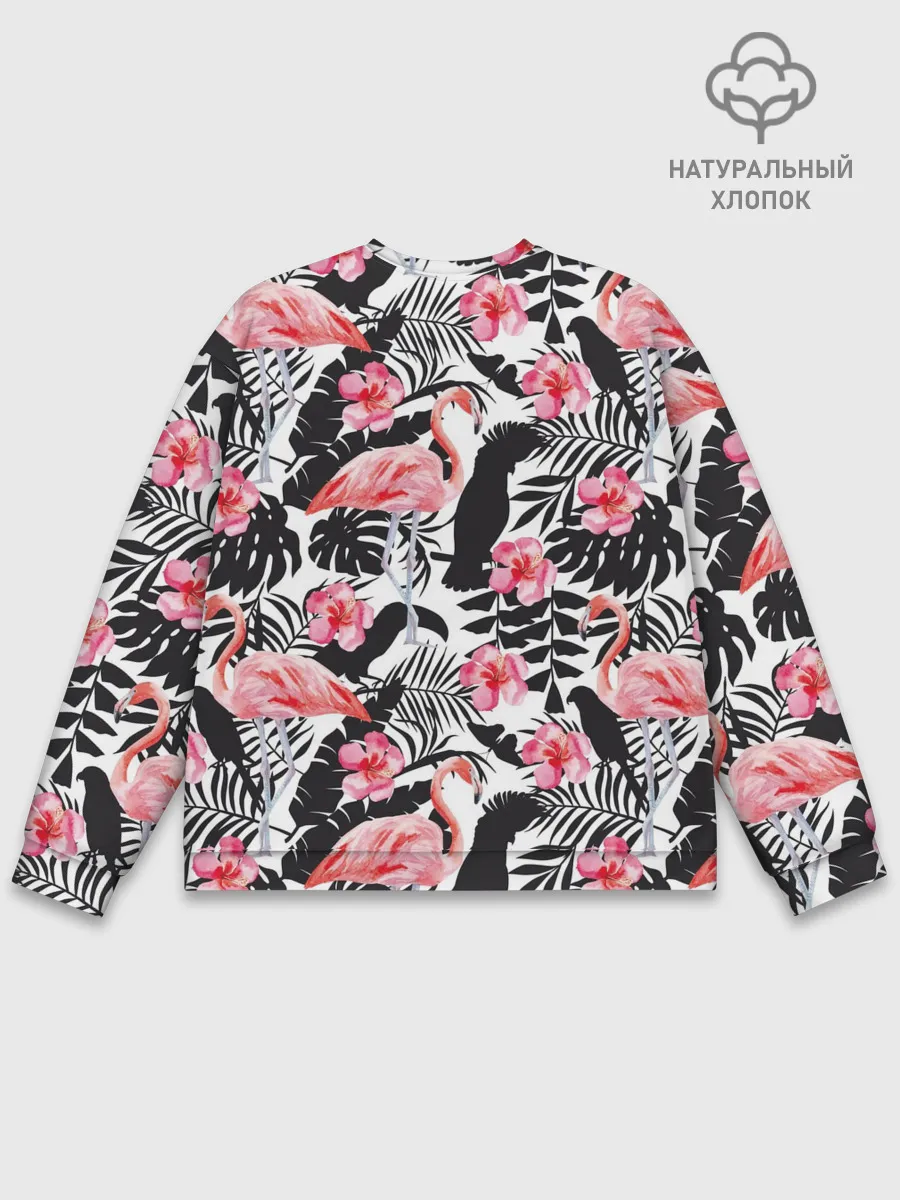 Мужской свитшот базовый / фламинго и попугаи