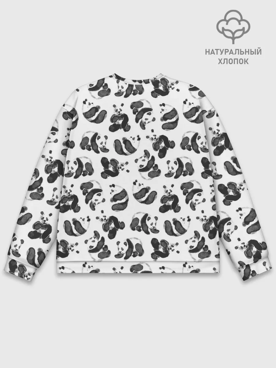 Мужской свитшот базовый / Акварельные панды паттерн