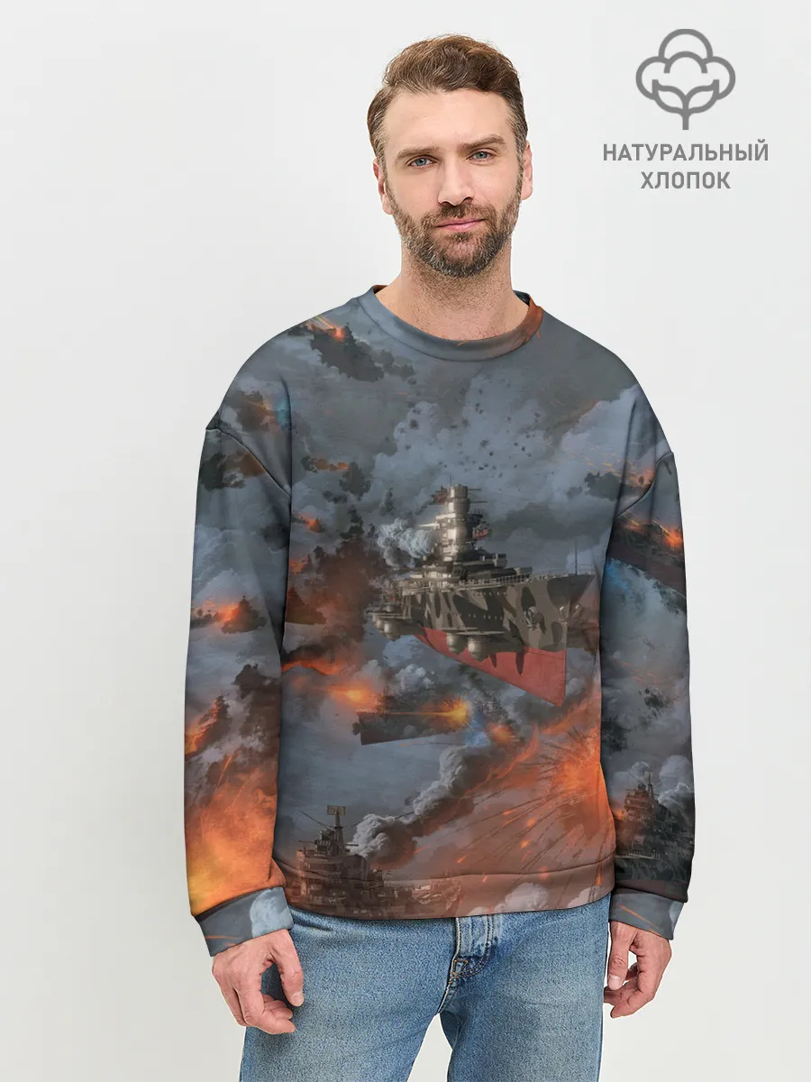 Мужской свитшот базовый / Стимпанк бой | Steampunk Ship