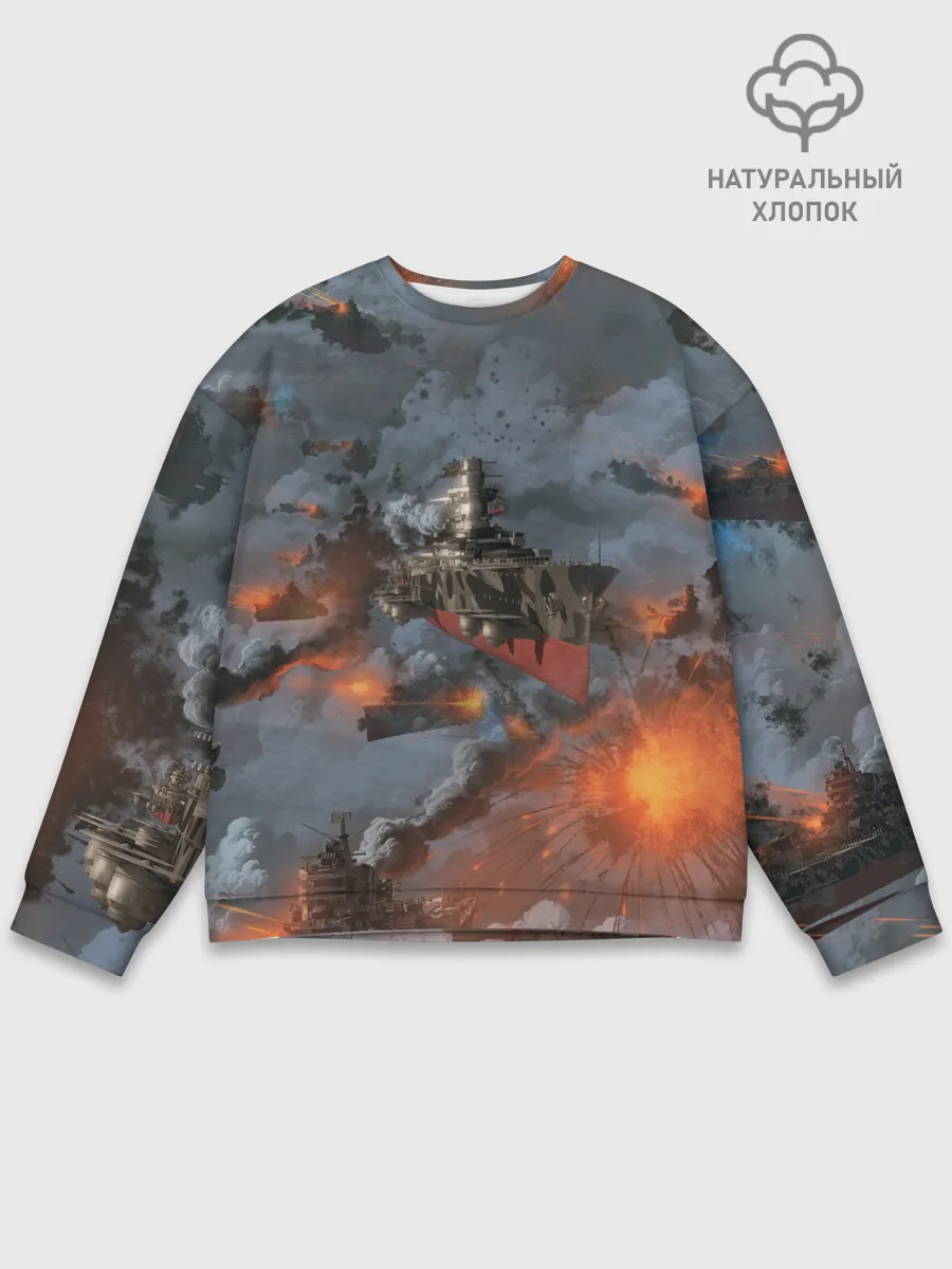 Мужской свитшот базовый / Стимпанк бой | Steampunk Ship