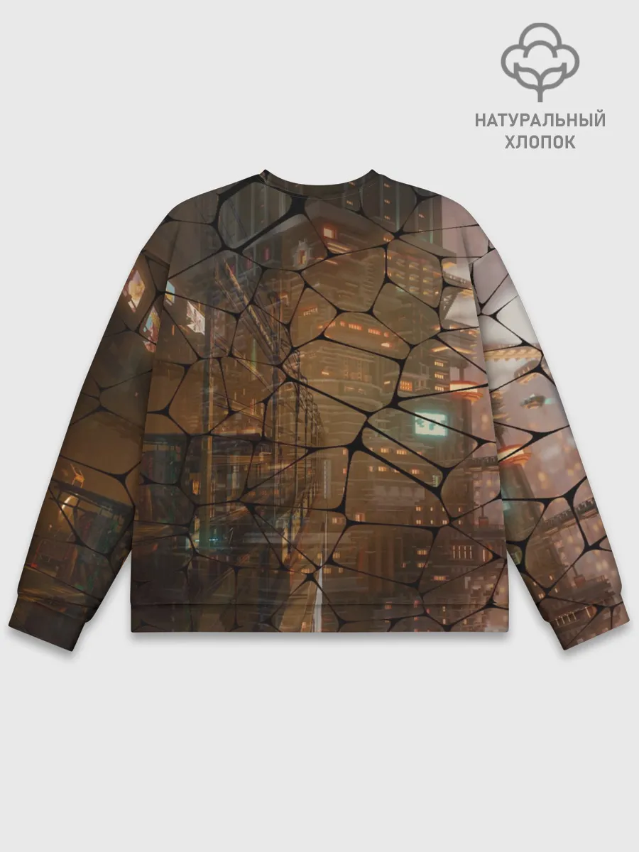 Мужской свитшот базовый / Киберпанк - Город в паутинке