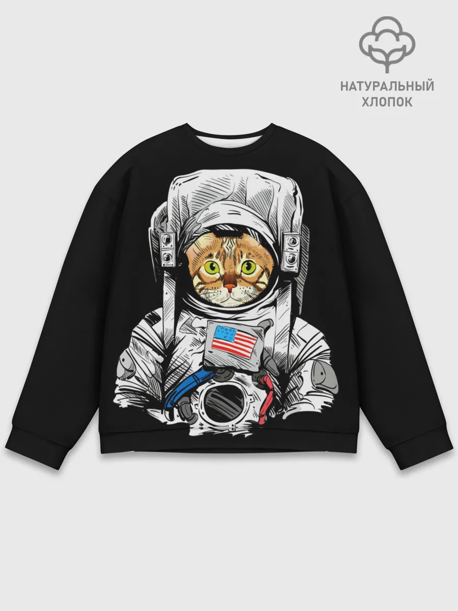 Мужской свитшот базовый / Кот Космонавт