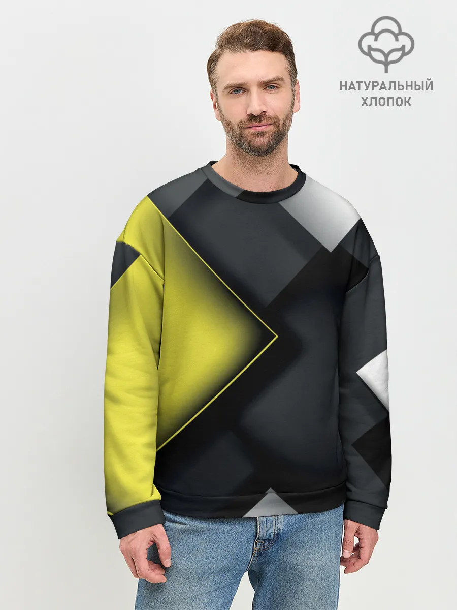 Мужской свитшот базовый / Желто черный ромб