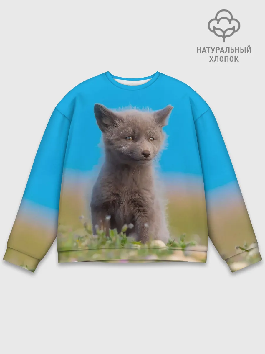 Мужской свитшот базовый / Смешной лисенок