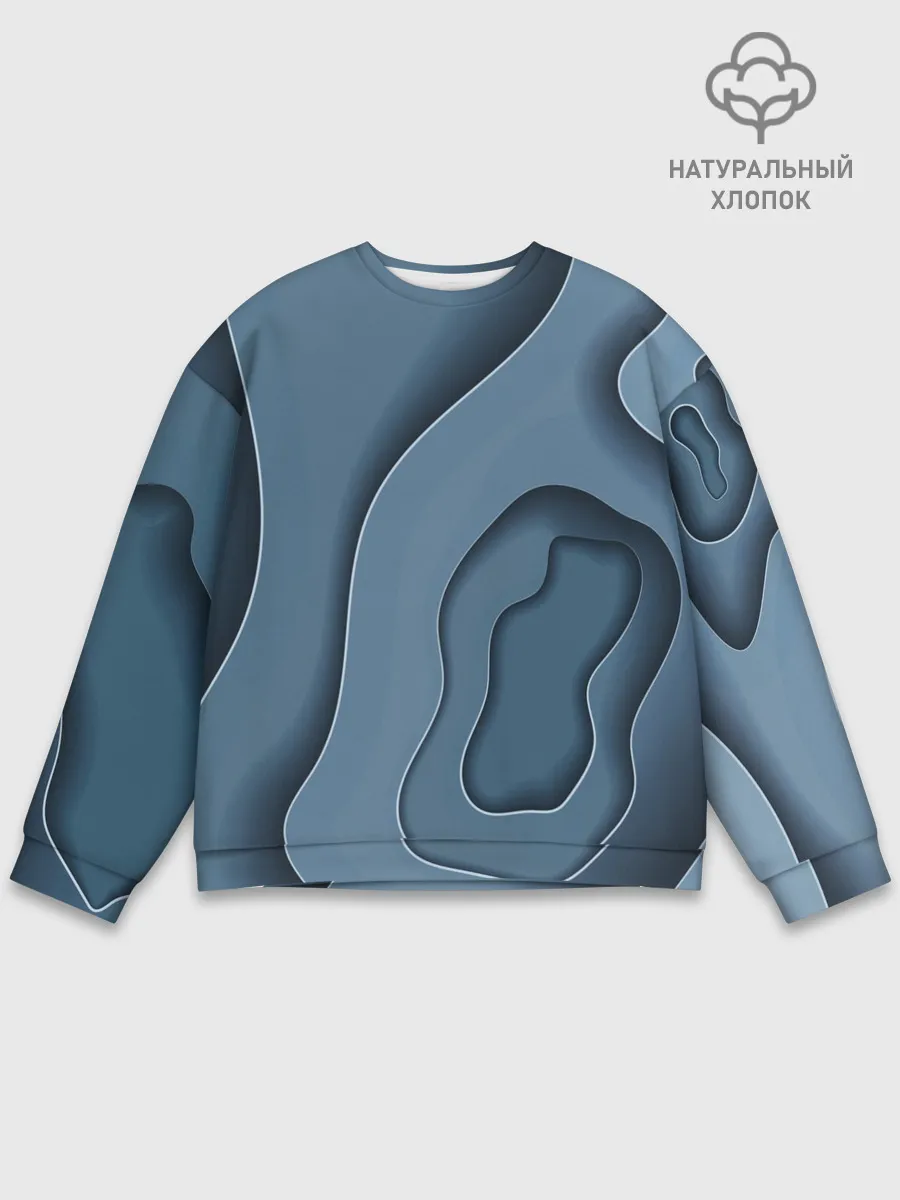 Мужской свитшот базовый / Абстракция бумажные волны