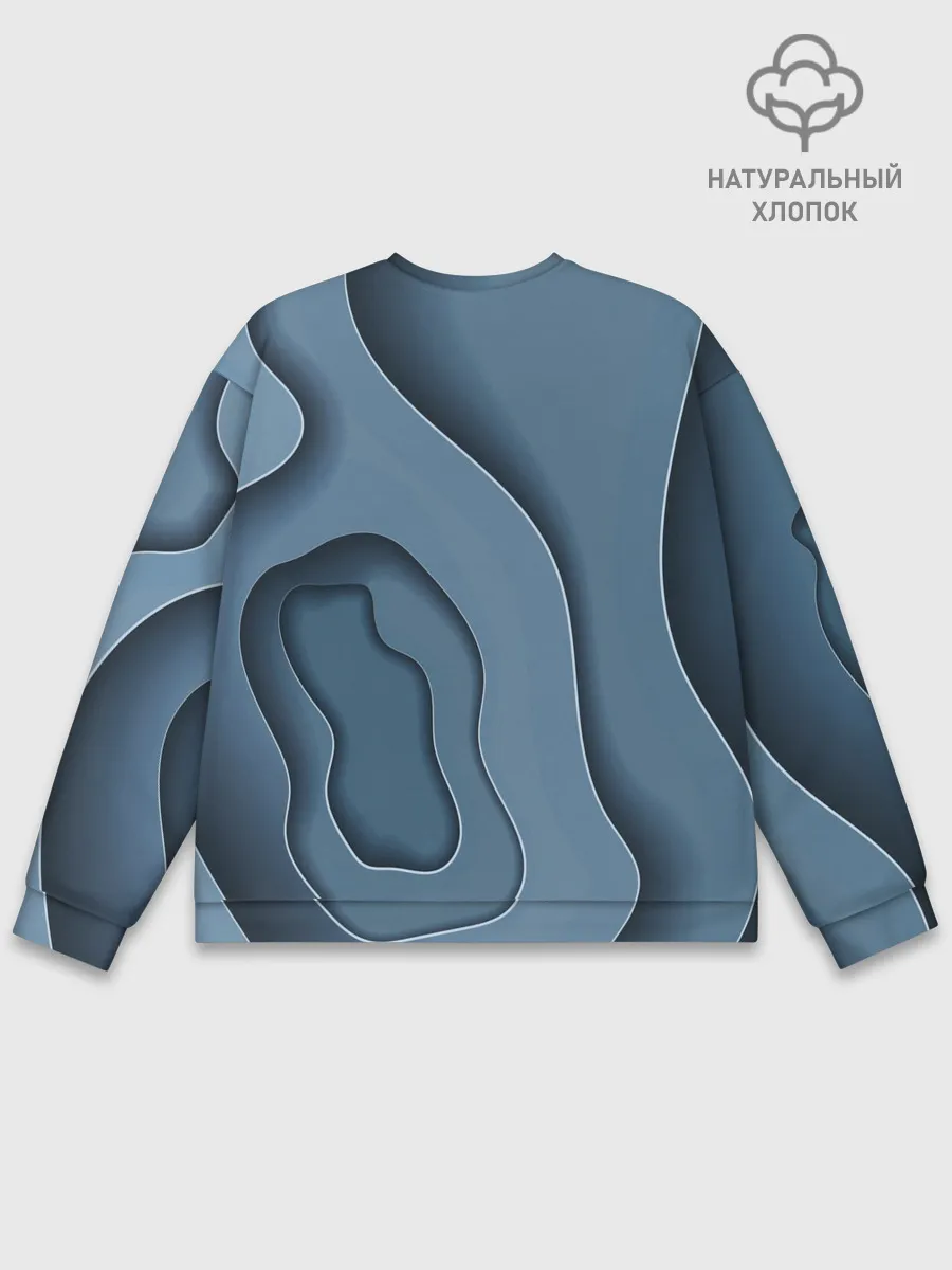 Мужской свитшот базовый / Абстракция бумажные волны