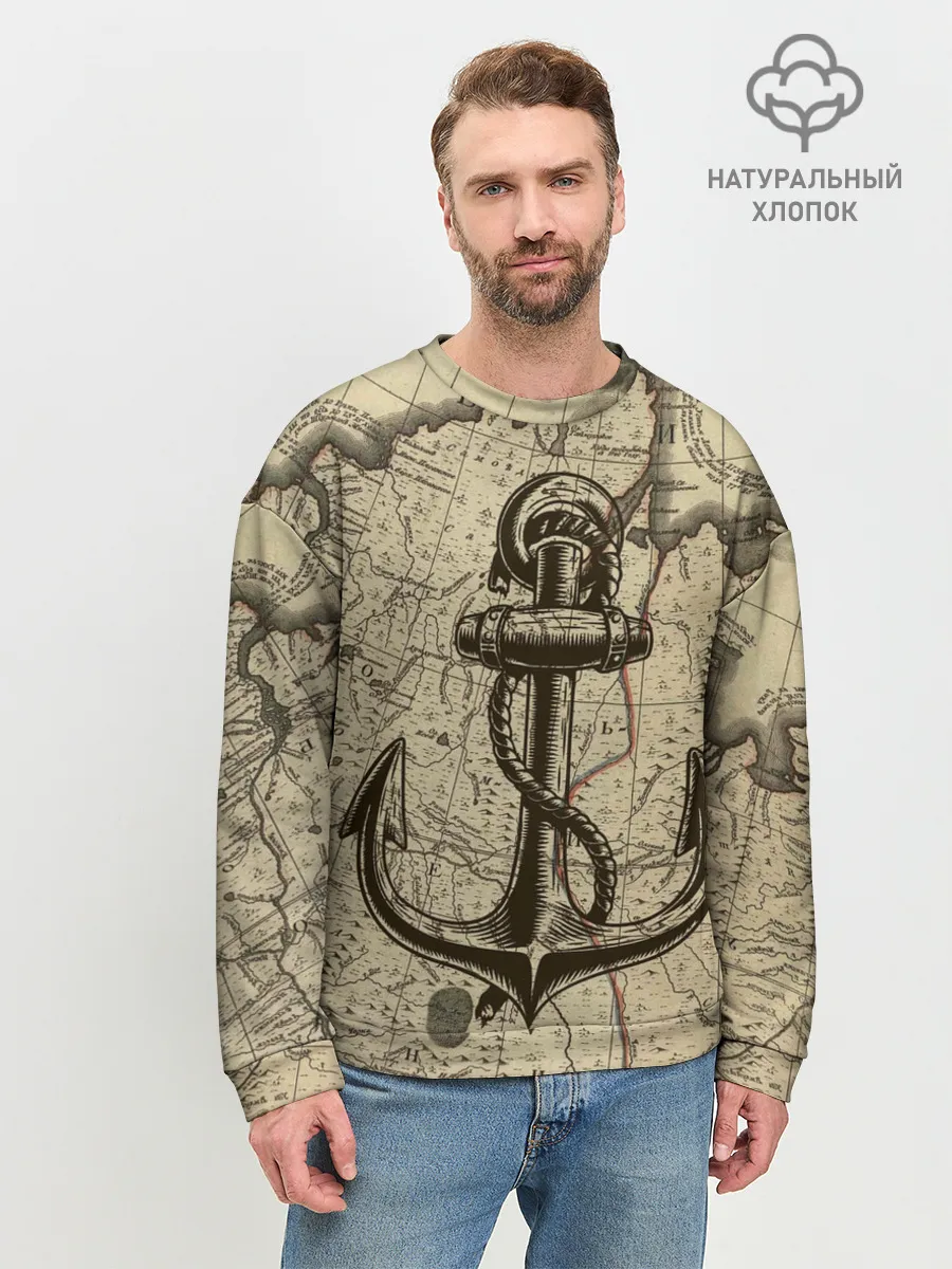 Мужской свитшот базовый / Морская Карта