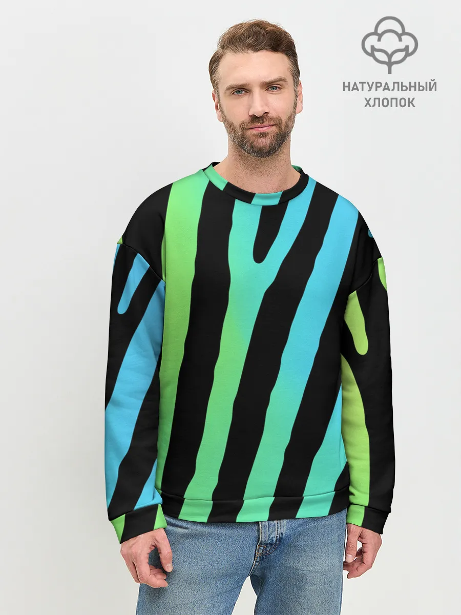 Мужской свитшот базовый / Радужная зебра