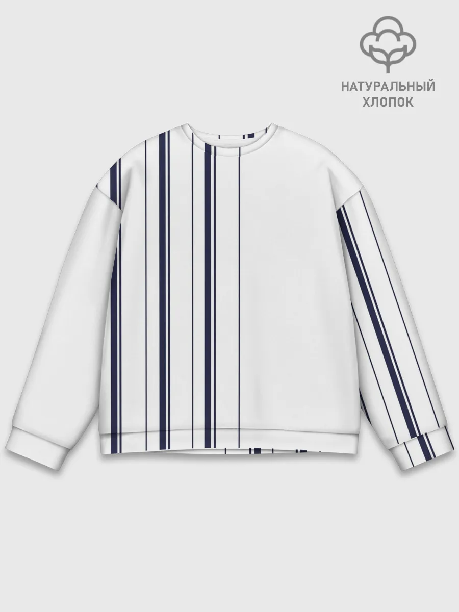 Мужской свитшот базовый / Белые и синие полосы | Stripes