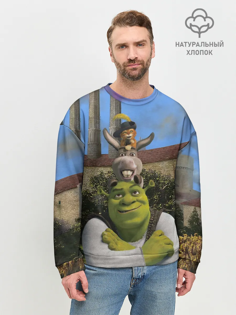 Мужской свитшот базовый / Шрек, Кот и Осёл