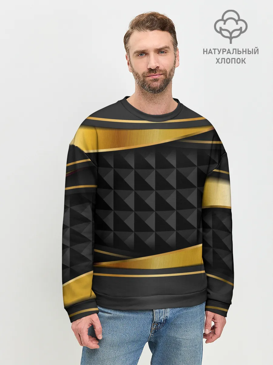 Мужской свитшот базовый / 3D luxury black gold Плиты 3Д