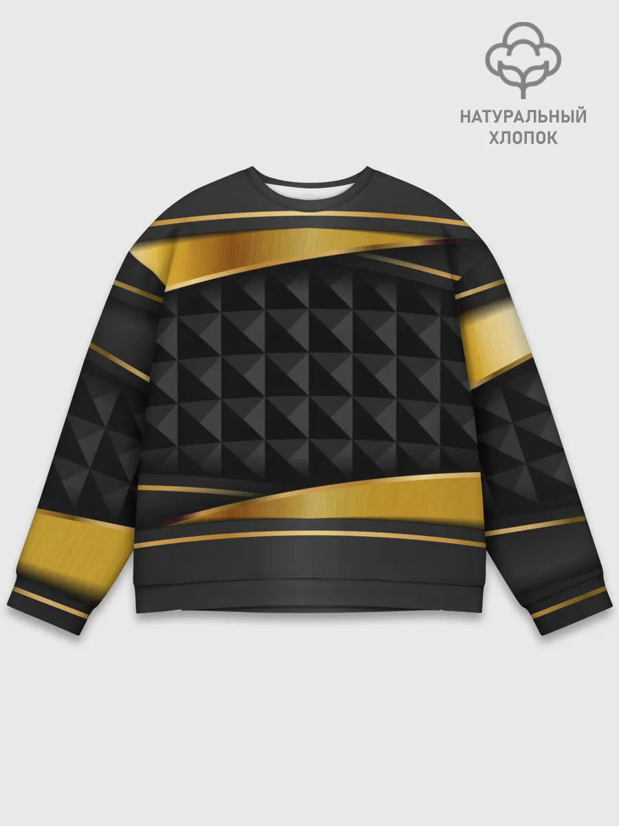 Мужской свитшот базовый / 3D luxury black gold Плиты 3Д