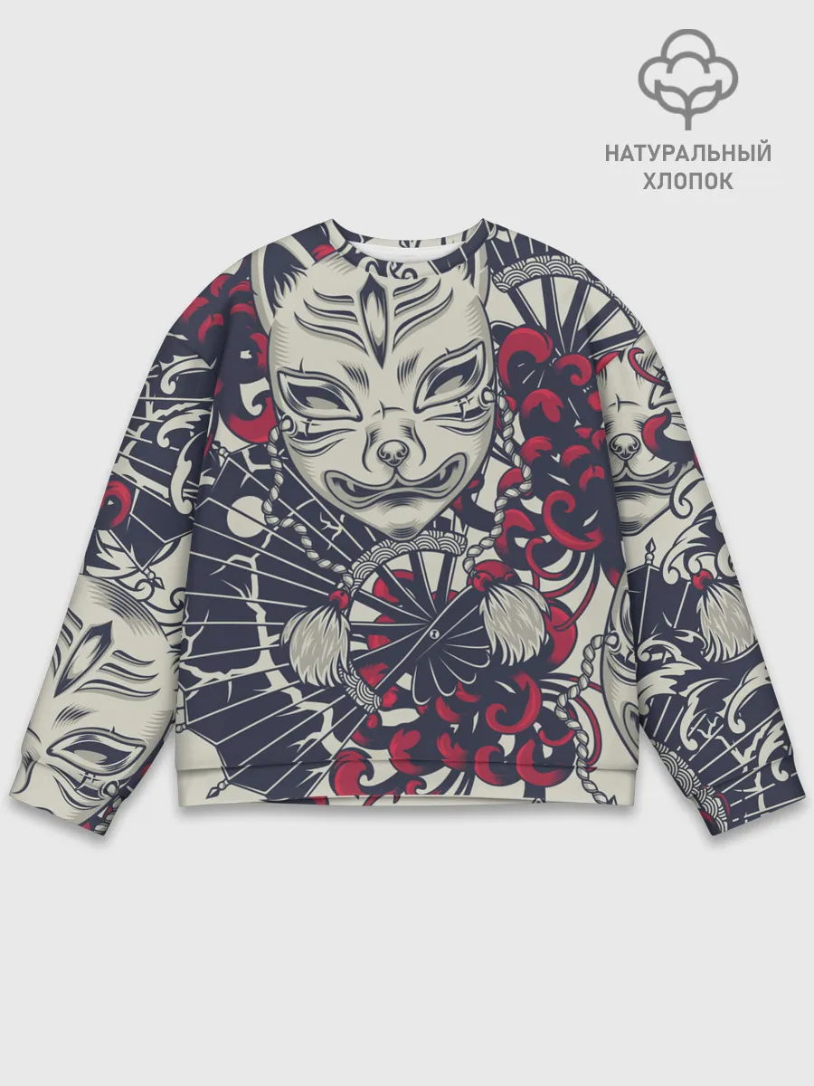 Мужской свитшот базовый / Кицунэ | Маска лисы