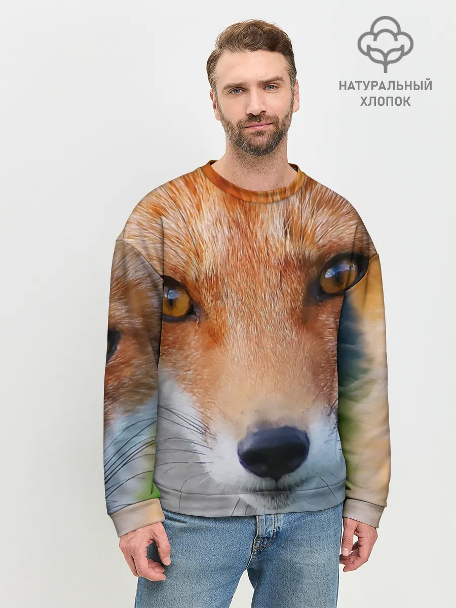 Мужской свитшот базовый / Крупно мордочка лисы