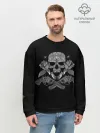 Мужской свитшот базовый / Череп, розы, два ствола