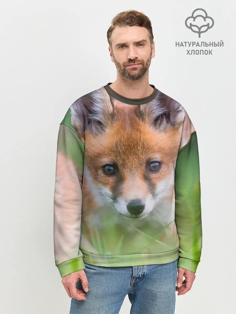 Мужской свитшот базовый / Лисенок в засаде