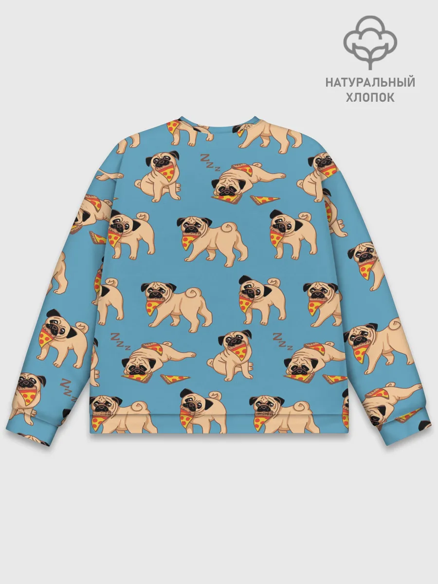 Мужской свитшот базовый / Мопсы с пиццей
