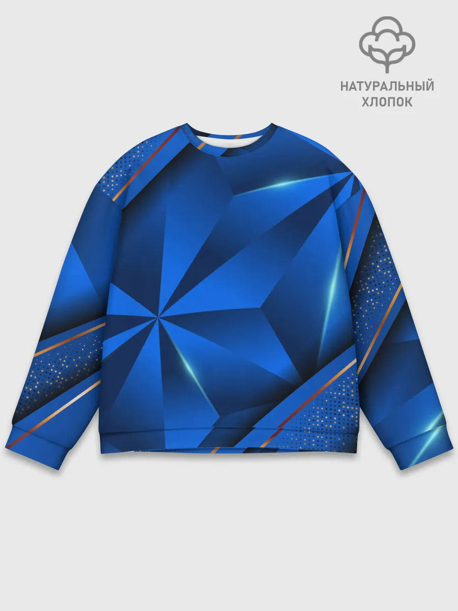 Мужской свитшот базовый / 3D абстрактные фигуры BLUE