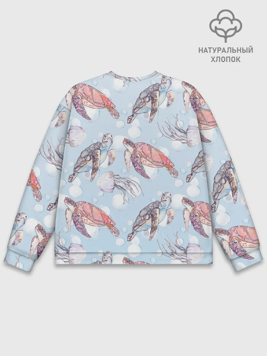 Мужской свитшот базовый / подводный мир черепахи медузы