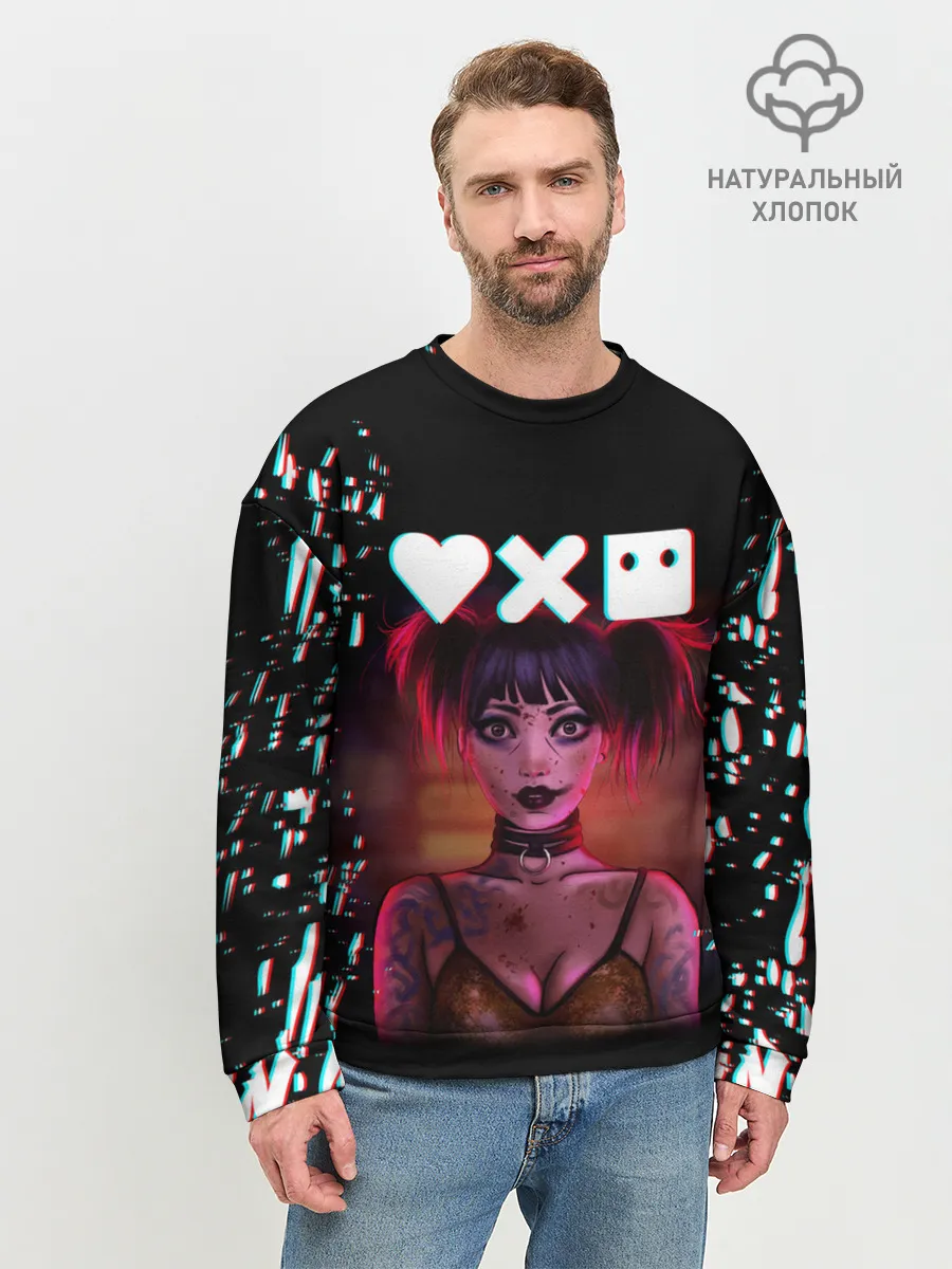 Мужской свитшот базовый / Love, Death and Robots | Lora Glitch