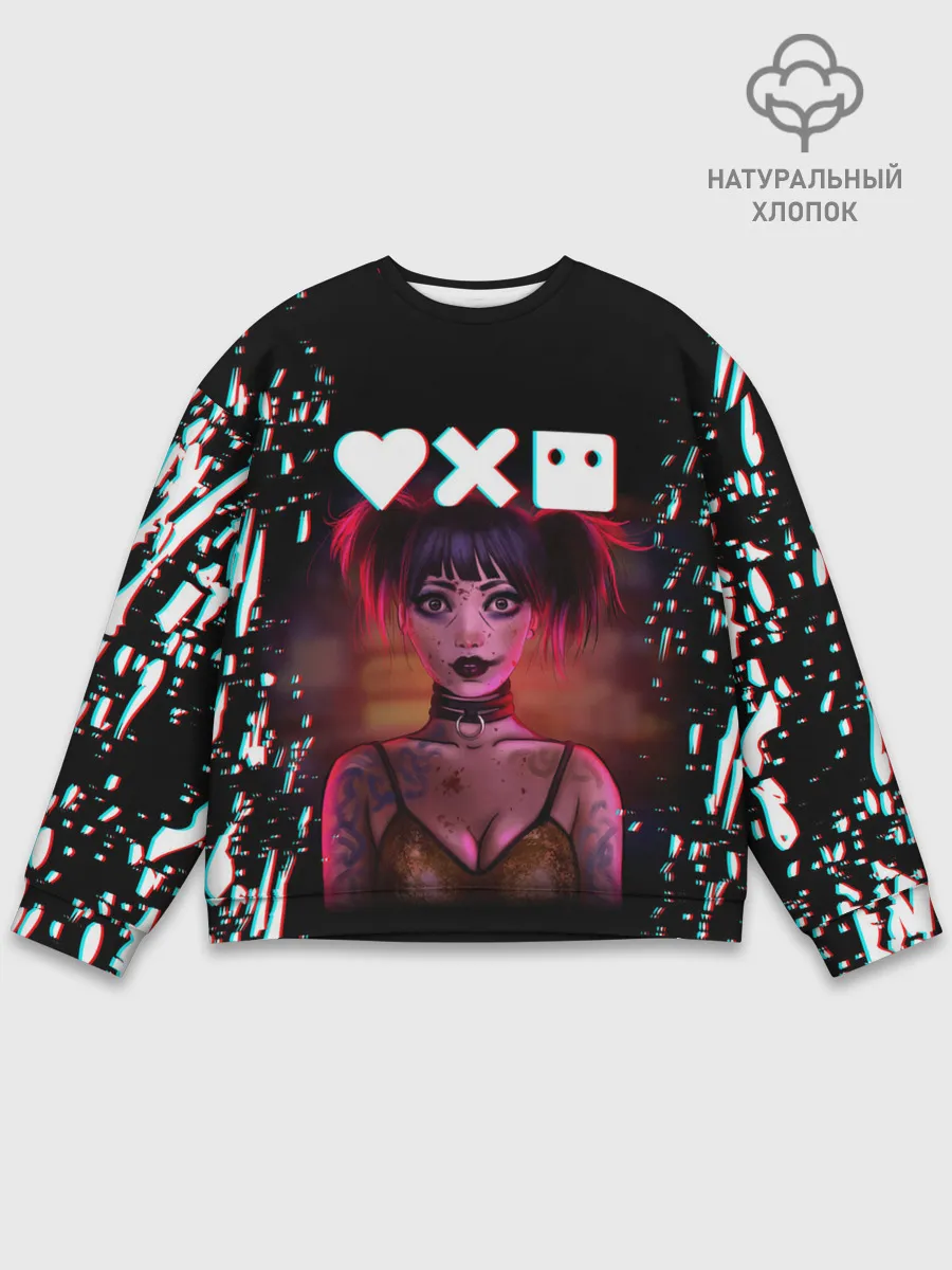 Мужской свитшот базовый / Love, Death and Robots | Lora Glitch