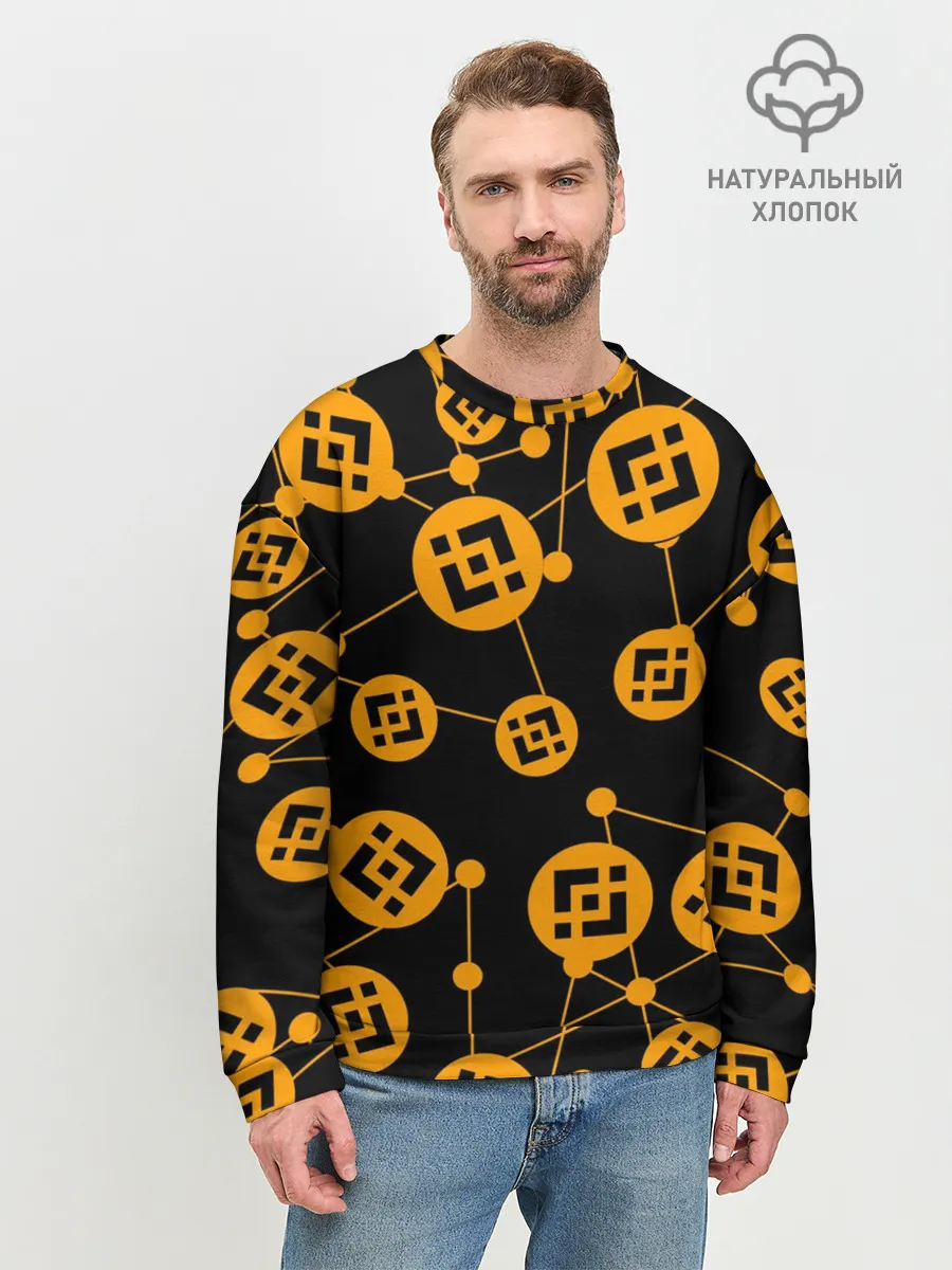 Мужской свитшот базовый / BINANCE / БИНАНС / УЗОР