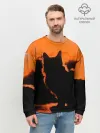 Мужской свитшот базовый / Котенок на фоне заката