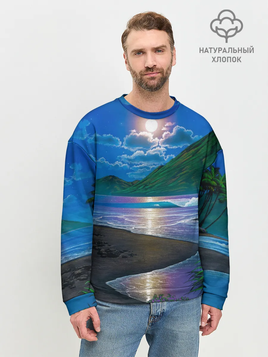 Мужской свитшот базовый / Гавайский пейзаж