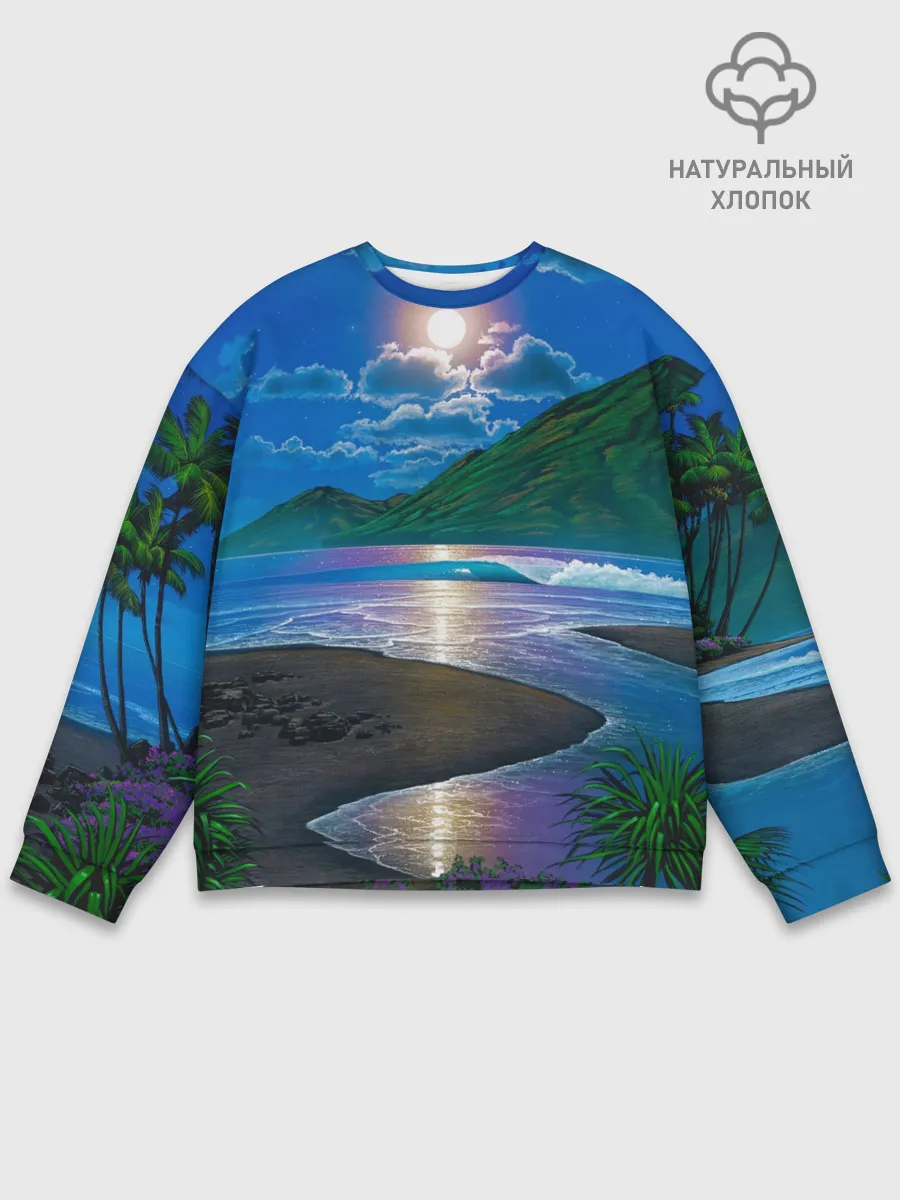 Мужской свитшот базовый / Гавайский пейзаж