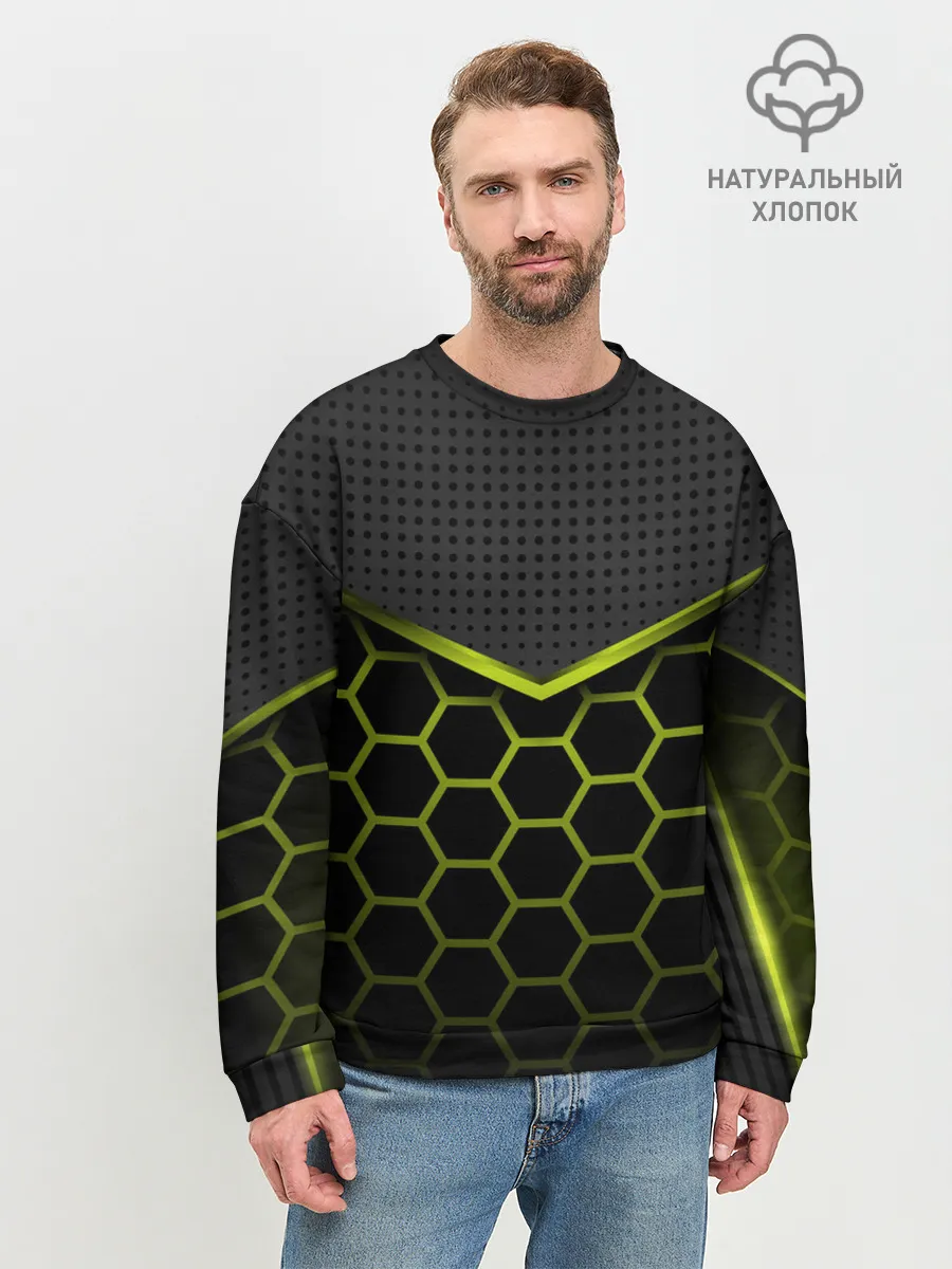 Мужской свитшот базовый / 3D СОТЫ / ОБЪЕМНАЯ БРОНЯ