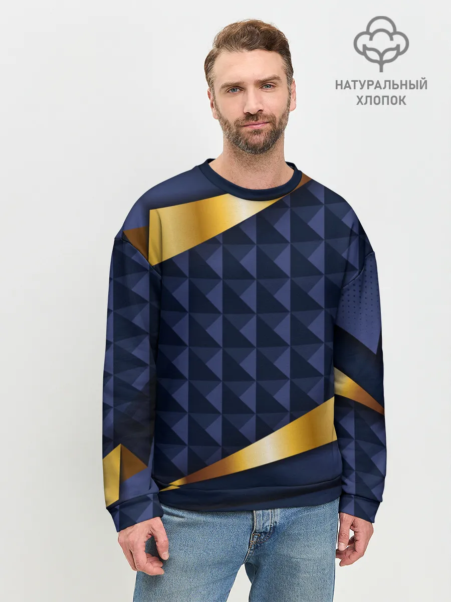 Мужской свитшот базовый / 3D плитки с золотыми вставками
