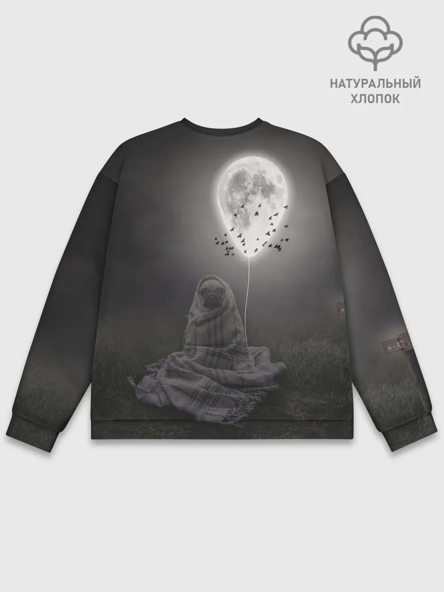 Мужской свитшот базовый / Мопс и луна