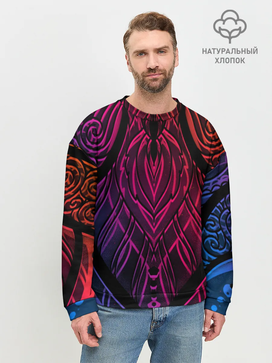 Мужской свитшот базовый / Фиолетовый узор 3D