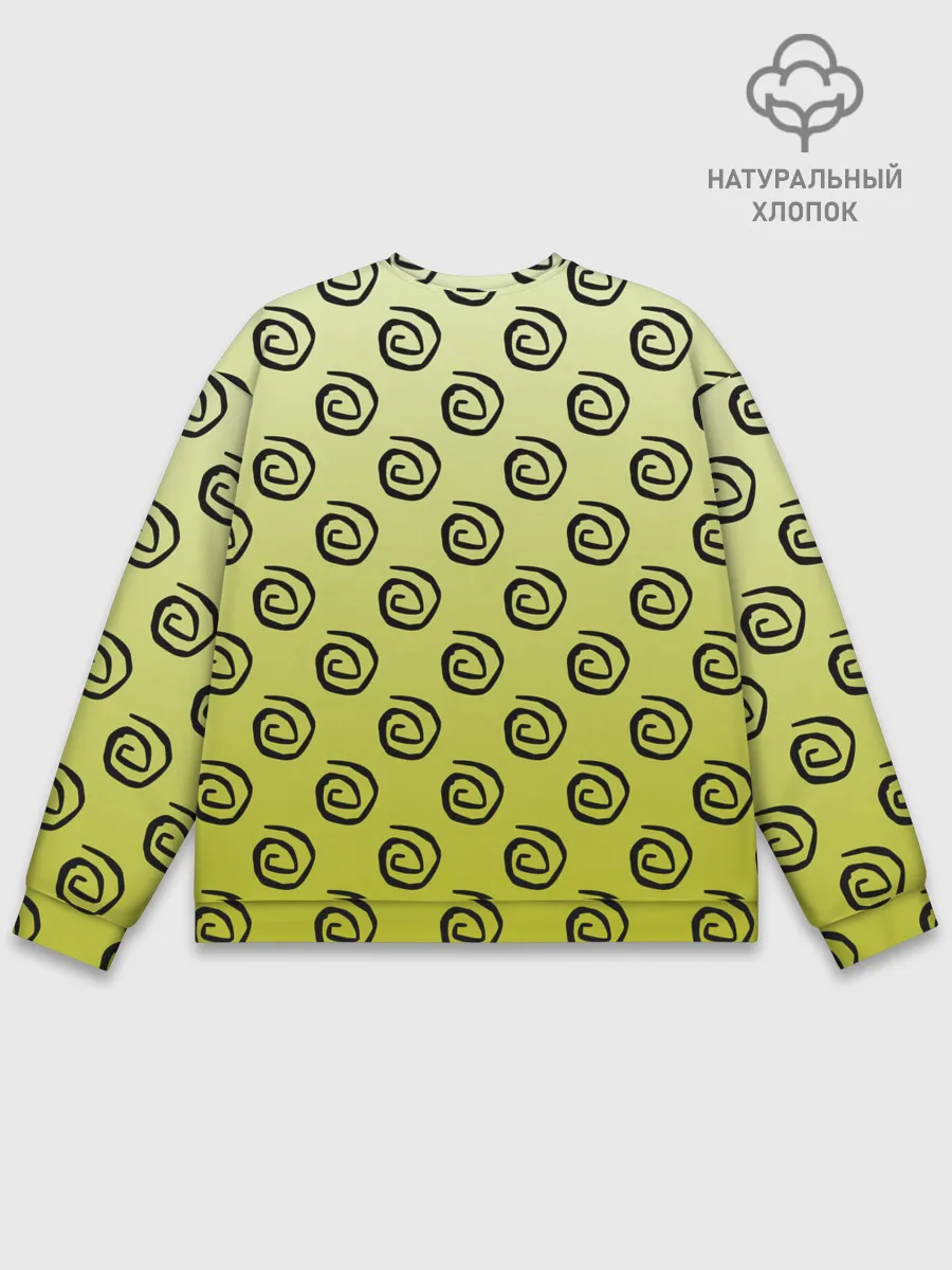 Мужской свитшот базовый / узор спиральки на желтом фоне