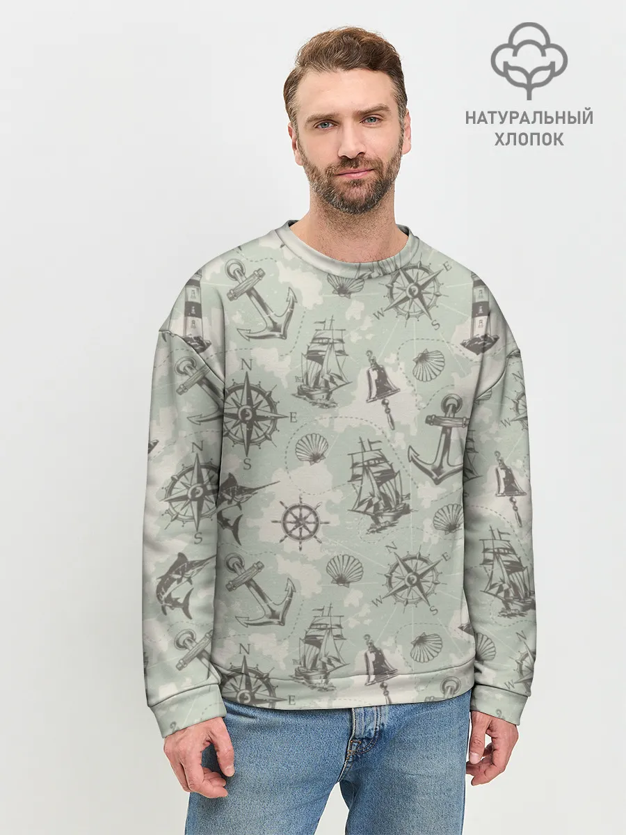 Мужской свитшот базовый / Морская карта