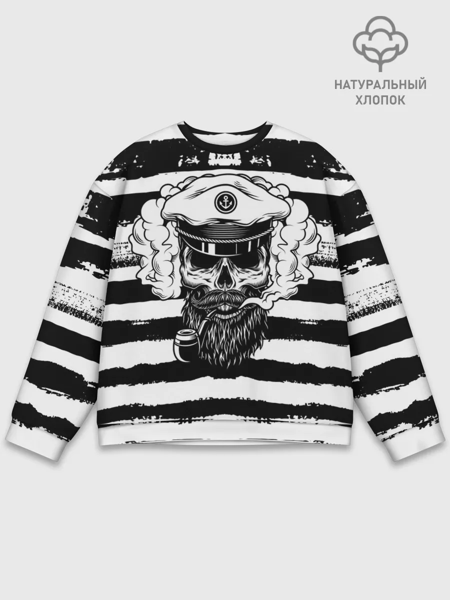 Мужской свитшот базовый / ТЕЛЬНЯШКА ВМФ | ЧЕРЕП ФУРАЖКА