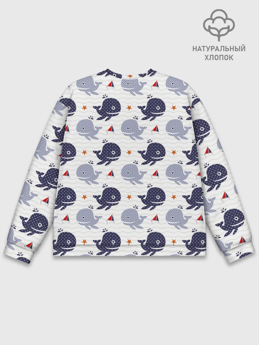 Мужской свитшот базовый / Киты и яхты