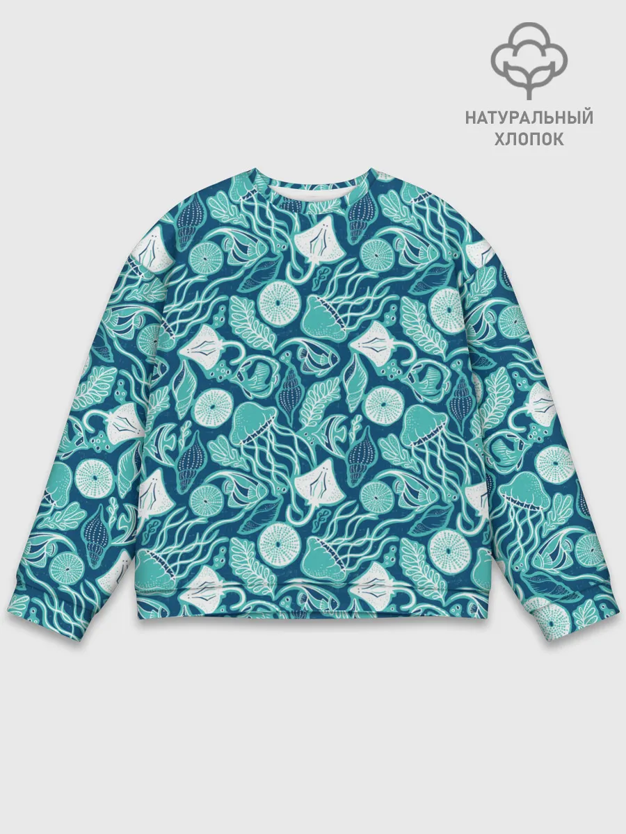 Мужской свитшот базовый / Скаты и медузы