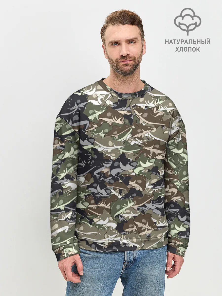 Мужской свитшот базовый / Камуфляж для рыбака