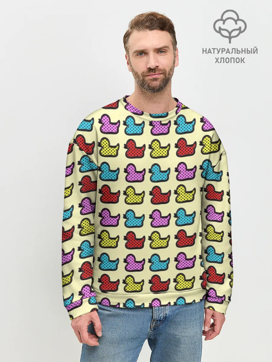 Мужской свитшот базовый / Утиный фон | Утки | Ducks