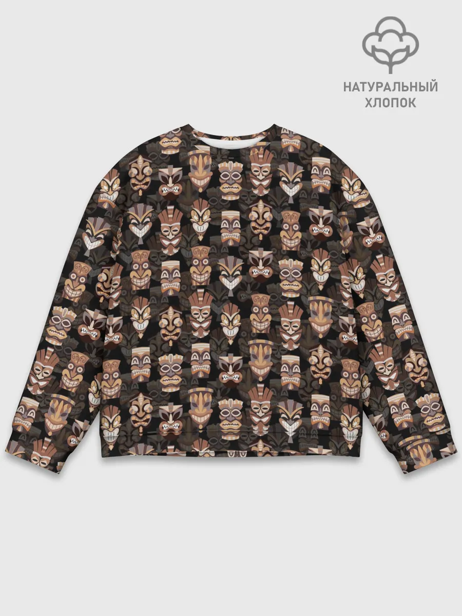 Мужской свитшот базовый / МАСКИ ТИКИ ГАВАЙИ ПАТТЕРН
