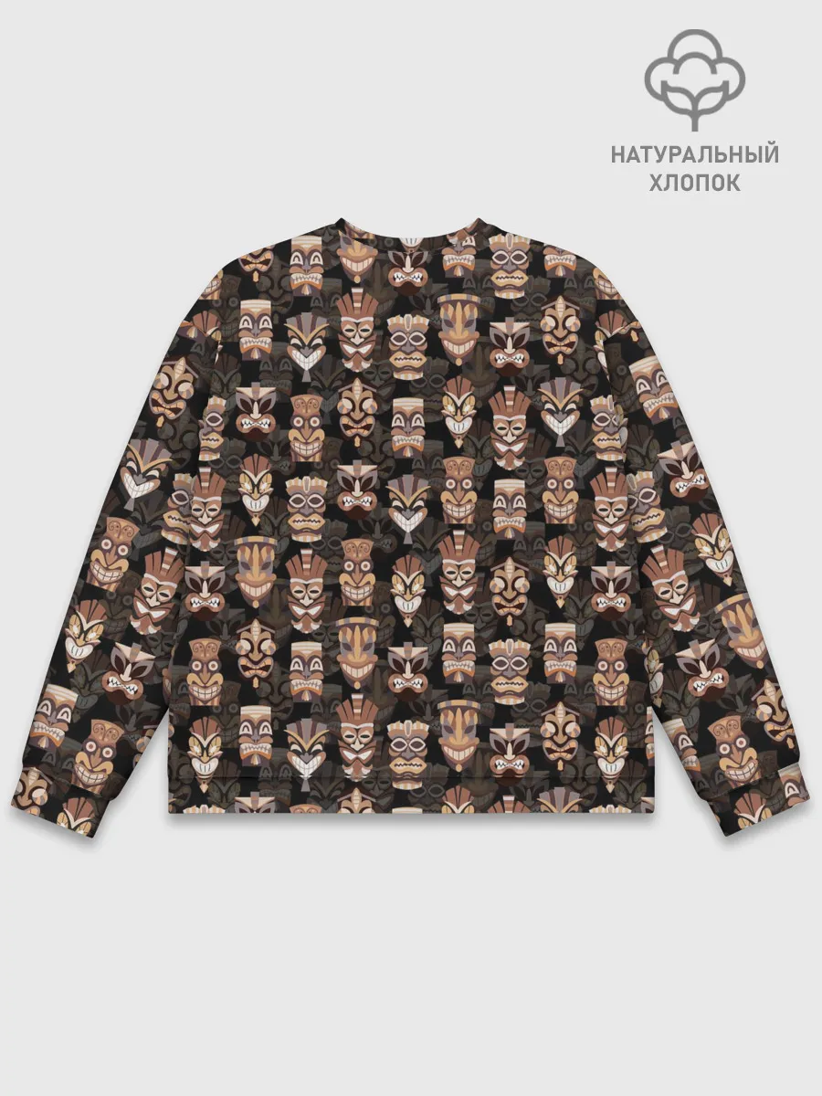 Мужской свитшот базовый / МАСКИ ТИКИ ГАВАЙИ ПАТТЕРН
