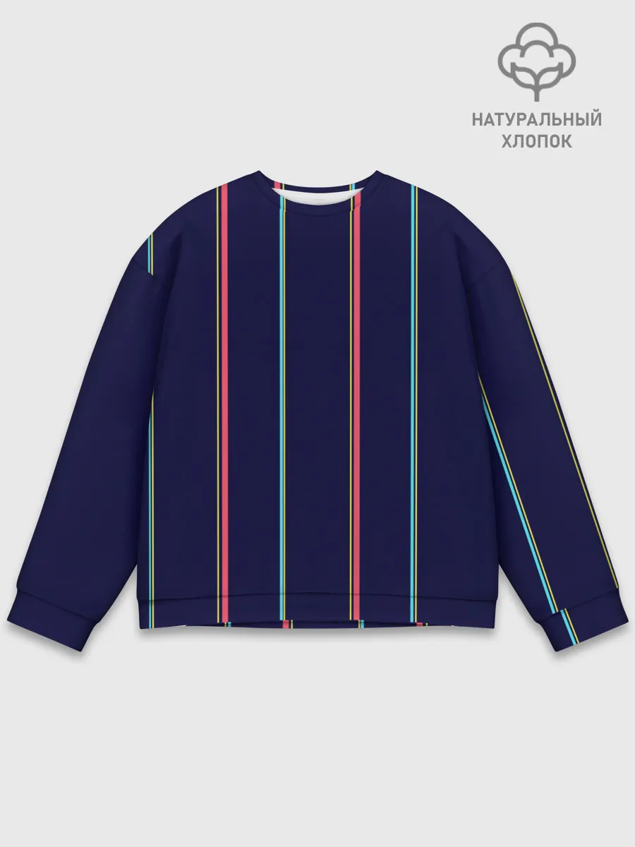 Мужской свитшот базовый / Синие и розовые полосы