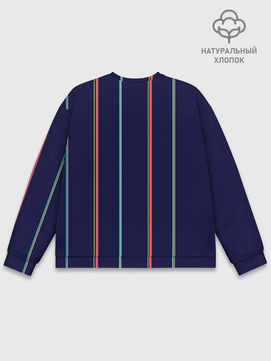Мужской свитшот базовый / Синие и розовые полосы