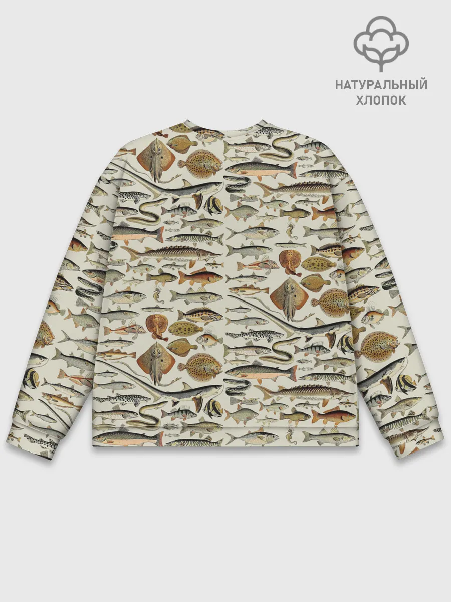 Мужской свитшот базовый / рыбный паттерн