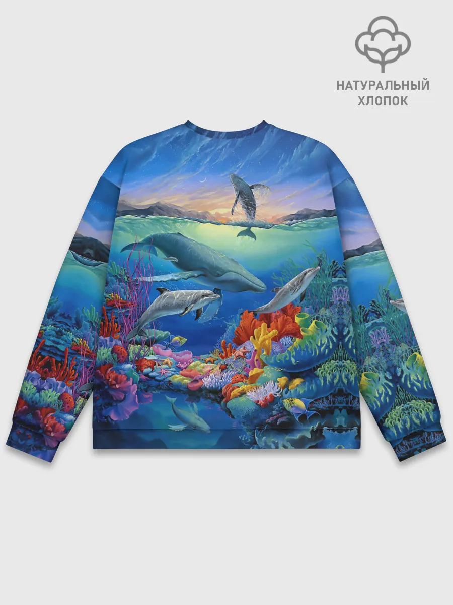 Мужской свитшот базовый / Киты и дельфины