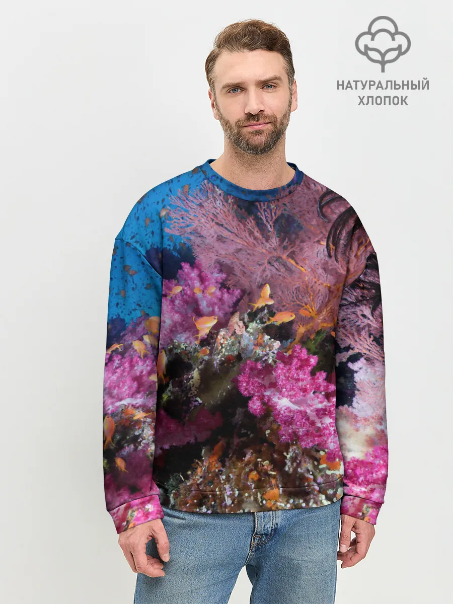 Мужской свитшот базовый / Коралловые рыбки