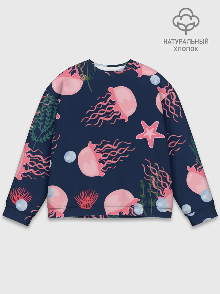 Мужской свитшот базовый / розовые медузы